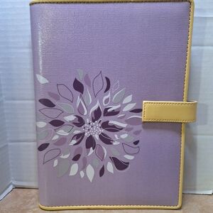 Franklin Covey 365 Purple Floral Organizer Cover Snap Front 7x9 Pockets CC Slots